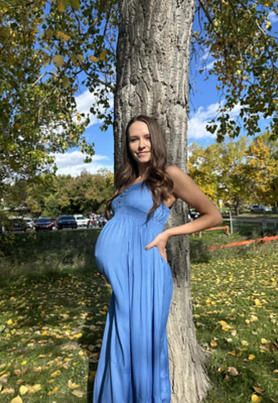 Maternity Dresses with Floral Patterns -Empire Waist Maternity Maxi Dress