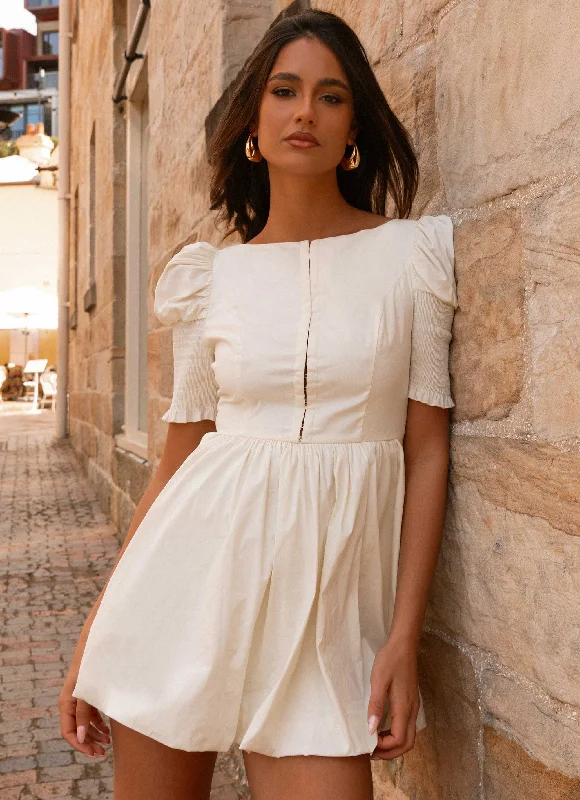 Women's Metallic Mini Dress-Enya Mini Dress - Ivory
