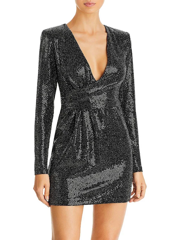 Elegant Satin Party Dress for Formal Event -Esme Womens Metallic Mini Cocktail and Party Dress Elegant Satin Party Dress for Formal Event -Esme Womens Metallic Mini Cocktail and Party Dress