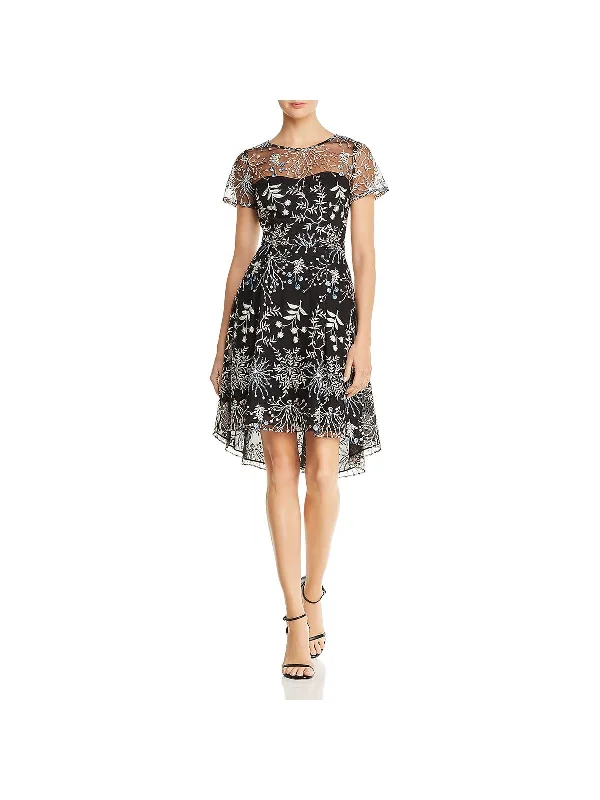 Polka Dot Party Dress for Retro Charm -Etheral Womens Embroidered Fit & Flare Party Dress