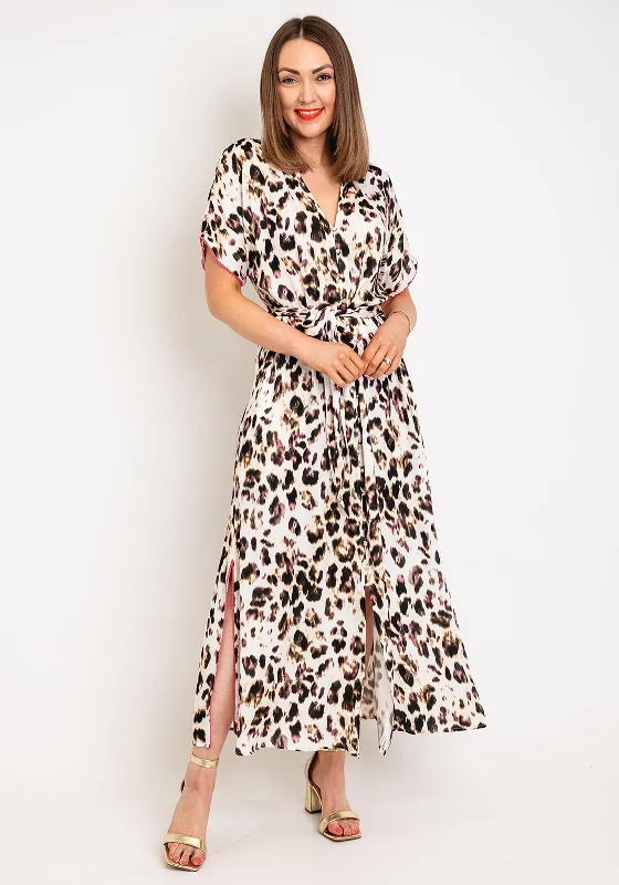 Twisted Shirt Dress-Eva Kayan Leopard Print Shirt Dress, Natural