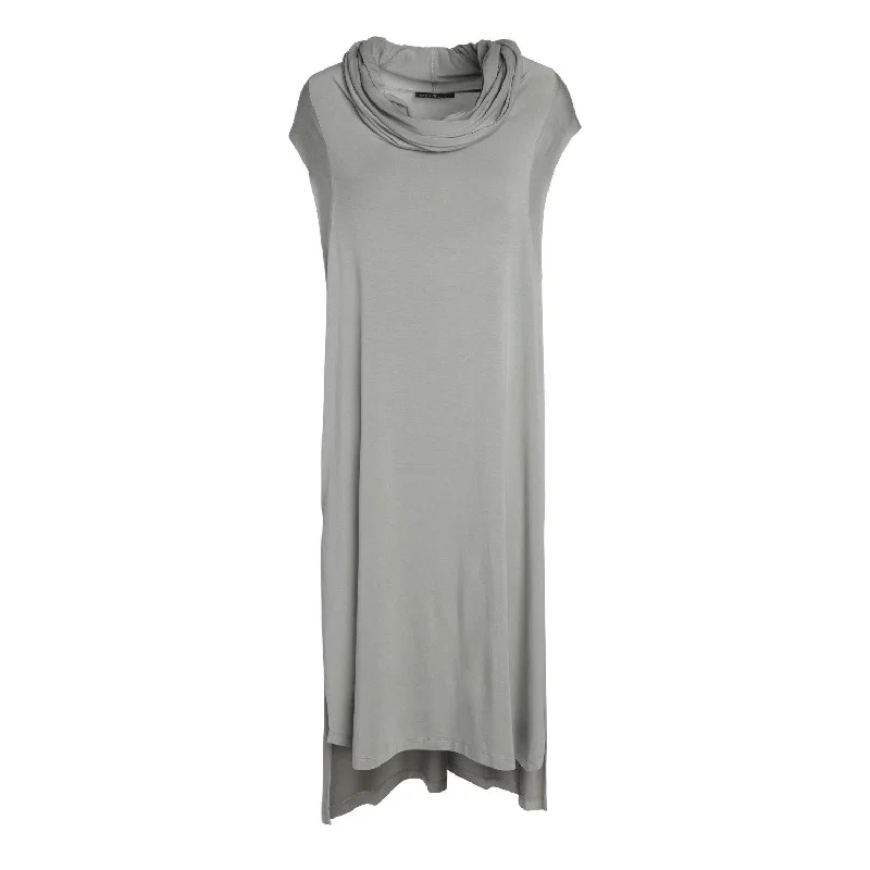 Women's Tailored Midi Dress-Unisex Sustainable Modal Echape Long Top/Dress in Light Grey Women's Tailored Midi Dress-Unisex Sustainable Modal Echape Long Top/Dress in Light Grey
