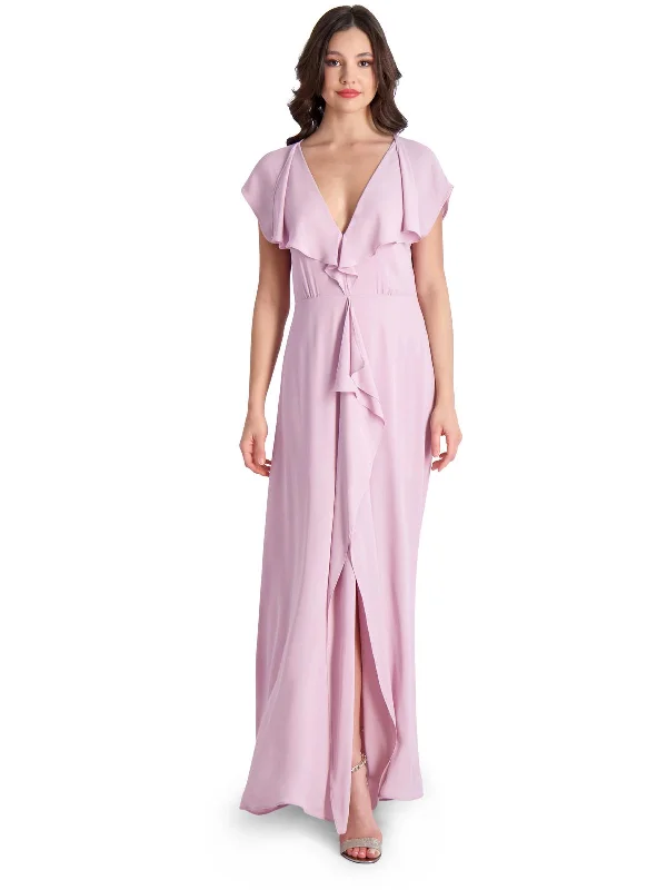 Midi-Length Party Dress for Evening Gatherings -Evette Womens Bridesmaid Formal Evening Dress