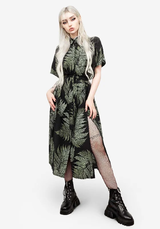 Casual Wear Shirt Dress-Fern Midi Shirt Dress