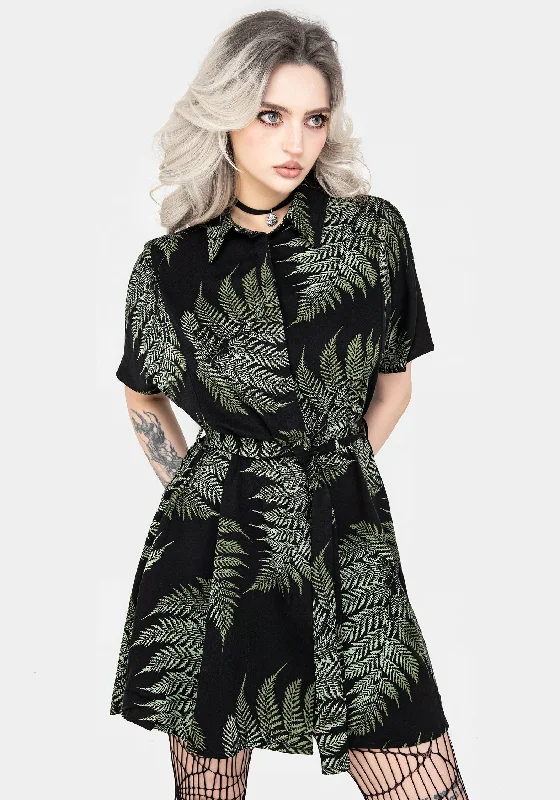 Simple Check Shirt Dress-Fern Mini Shirt Dress