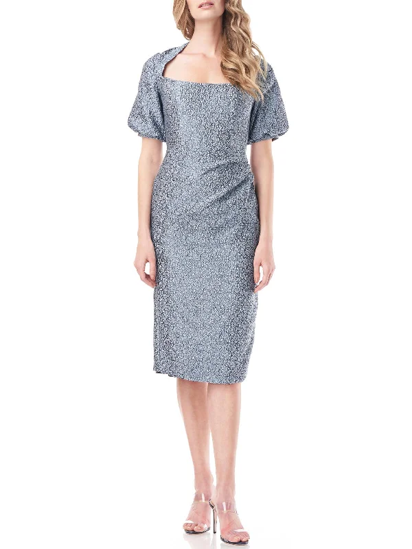 Fancy Red Party Dress for Evening Affair -Fernanda Womens Floral Midi Cocktail and Party Dress