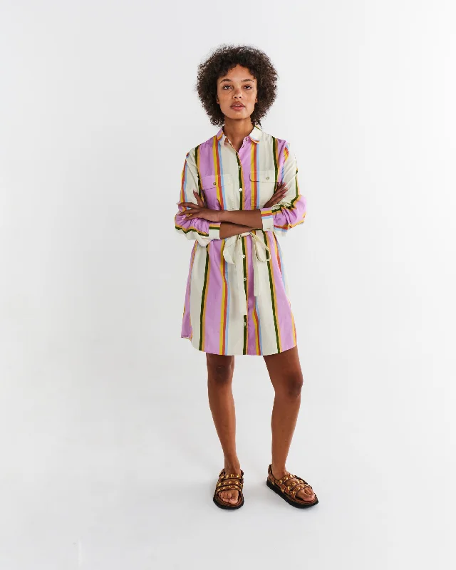 Button-up White Shirt Dress-Fez Stripe Adult Sicilian Shirt Dress