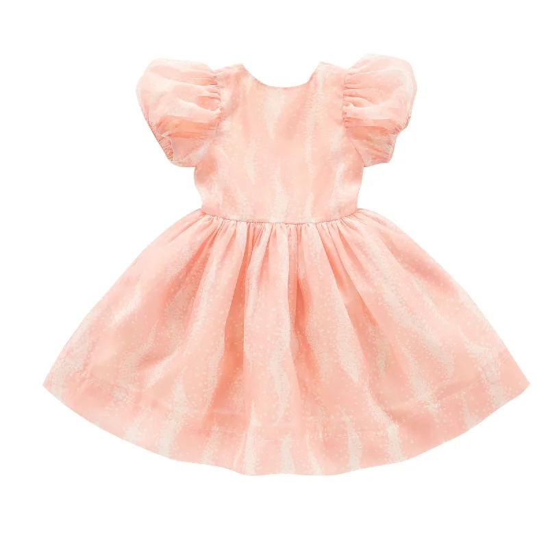 Short Sleeve Flare Dress -Fit & Flare Dress with Puff Sleeves