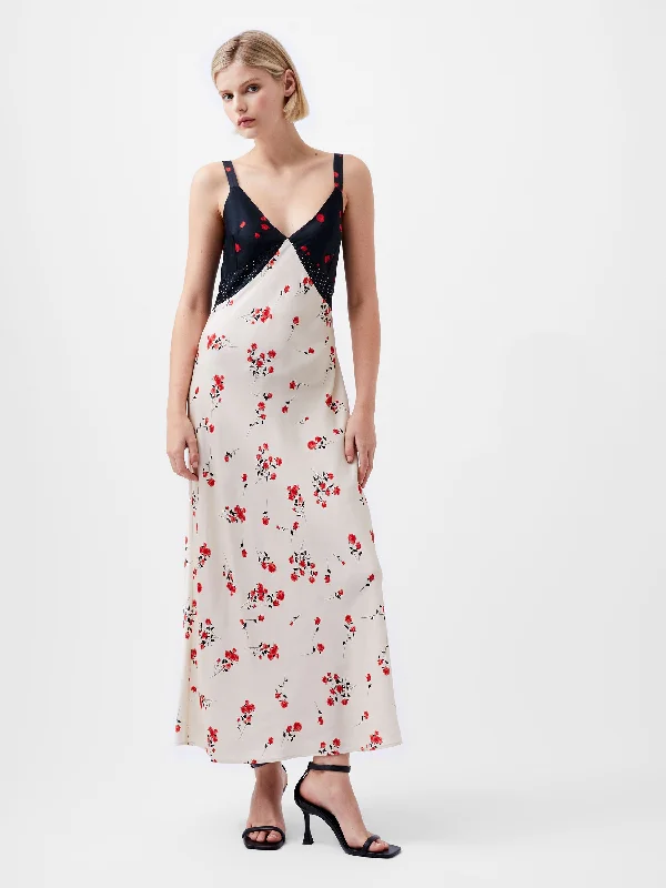 Black Velvet Slip Dress -Satin Slip Dress with Gold Details -Floramour Ennis Satin Slip Dress
