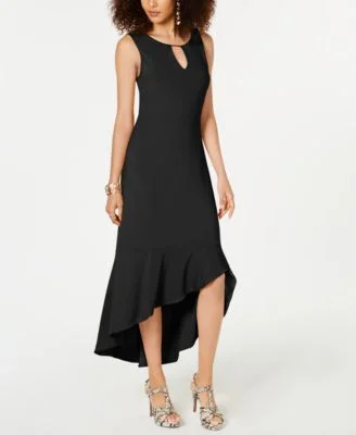 Women's Summer Boho Maxi Dress-Flounce-Hem Maxi Dress Black