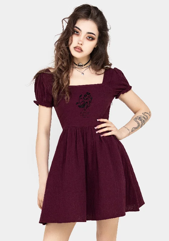 Women's Flowy Chiffon Mini Dress-Frances Embroidered Cotton Mini Dress