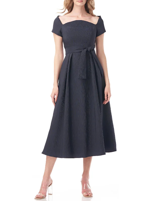 Chic Green Party Dress for Special Occasion -Francesca Womens Textured Asymmetric Evening Dress