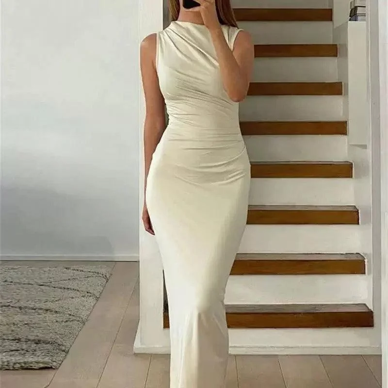 Women's Tulle Maxi Dress-Freya Luxe Pleated Maxi Dress