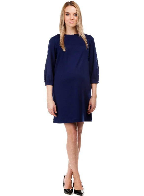 Long Sleeve Maternity Dresses for Winter -Gaia Maternity & Nursing Dress - Medieval Blue Long Sleeve Maternity Dresses for Winter -Gaia Maternity & Nursing Dress - Medieval Blue