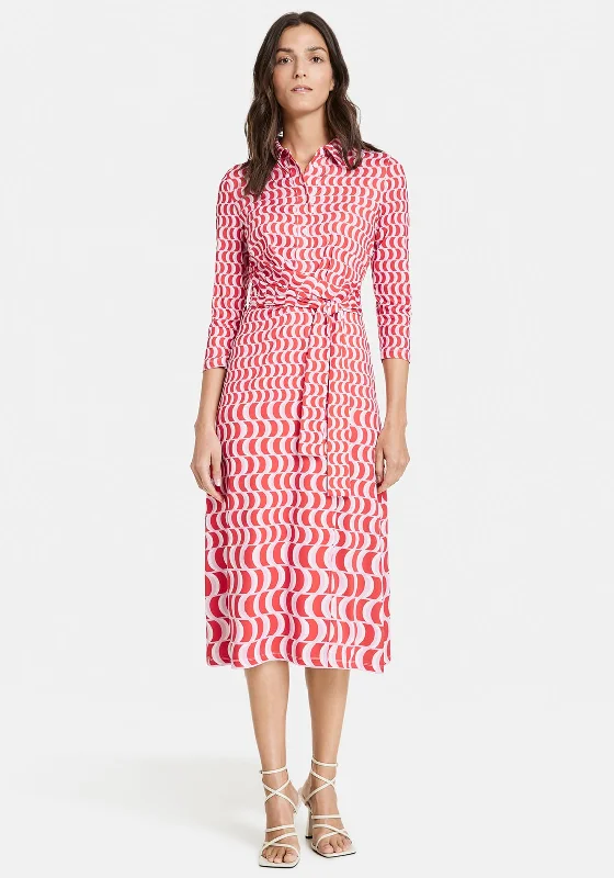 Casual Comfortable Shirt Dress-Gerry Weber Geo Print Shirt Dress, Red Multi