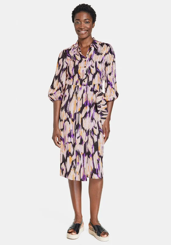 Knee-length Shirt Dress-Gerry Weber Patterned Shirt Dress with Wrap Skirt, Multi