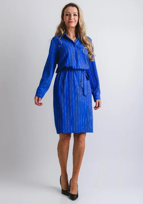 Wrap Shirt Dress-Gerry Weber Striped Shirt Dress, Blue
