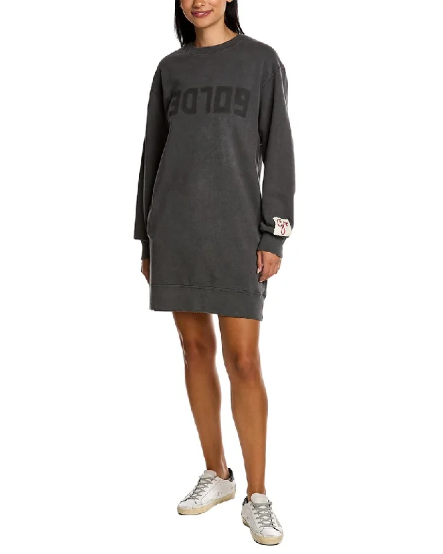 Checkered Cotton Shirt Dress-Golden Goose Logo Sweatshirt Dress