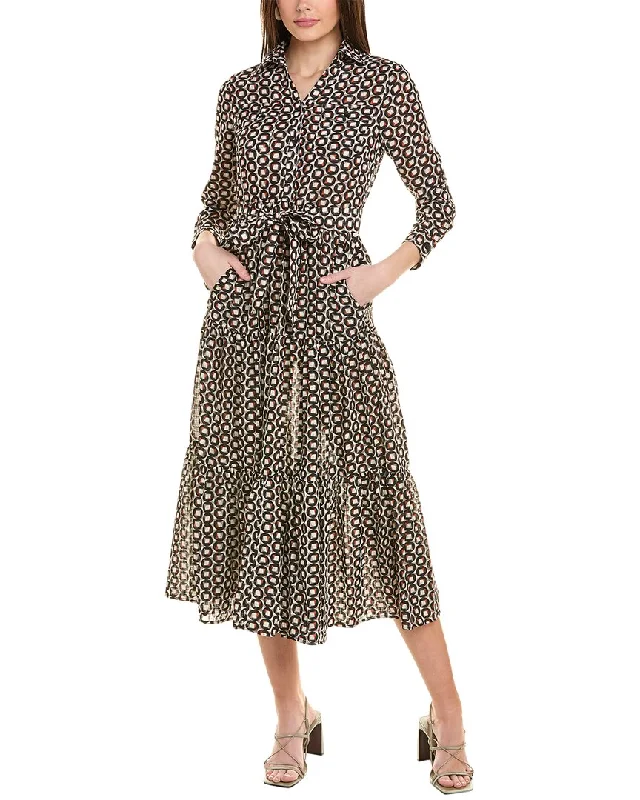 Comfortable Office Shirt Dress-Gracia Belted Midi Shirtdress