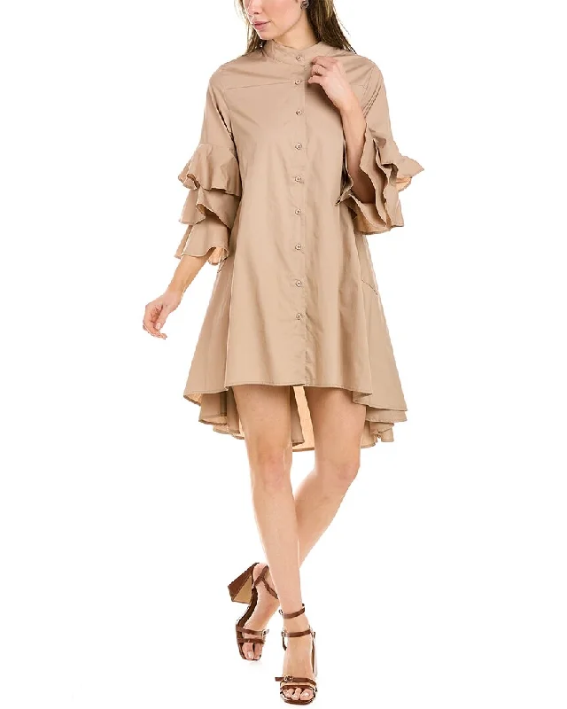 Cozy Shirt Dress with Pockets-Gracia Layered Ruffle Sleeve Shirtdress