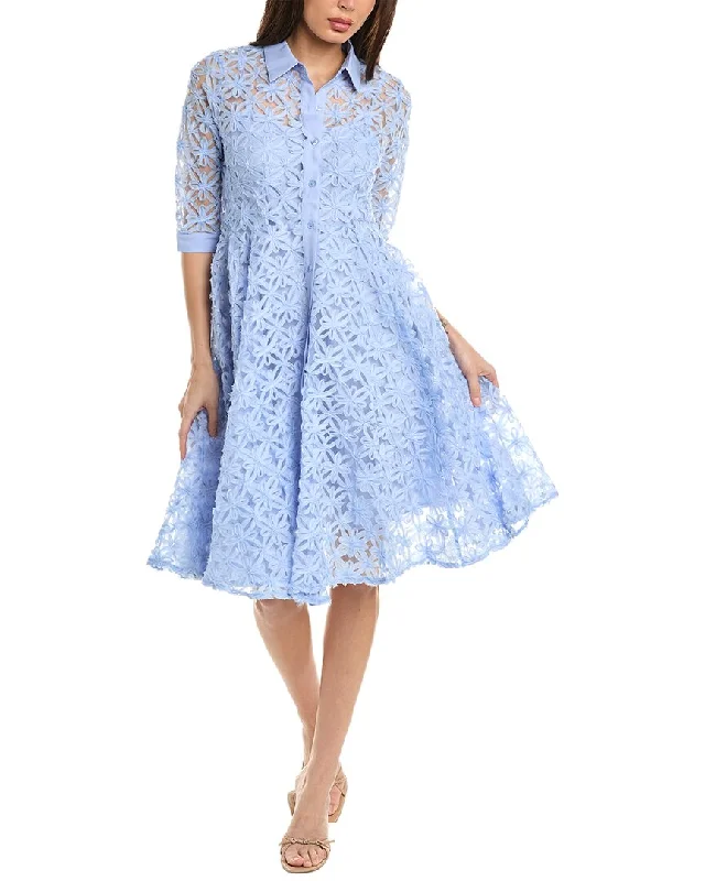 Fashionable Women's Shirt Dress-Gracia Mesh Embroidered Shirtdress