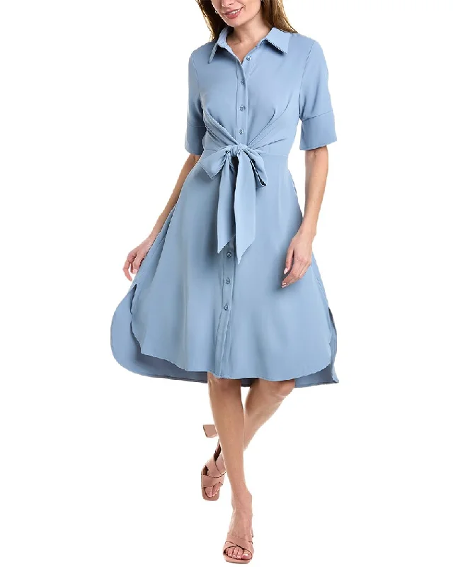 Women's Checkered Shirt Dress-Gracia Tie Front Shirtdress