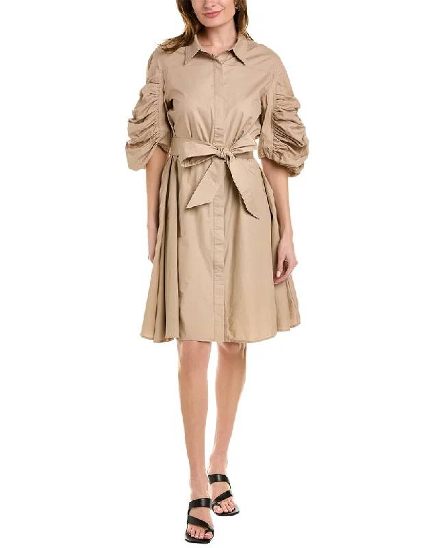 Women's Cute Shirt Dress-Gracia Tie Waist Shirtdress