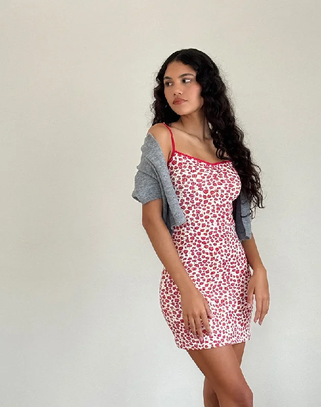 Women's Solid Color Mini Dress-Gracias Mini Dress in Strawberry 2023 Print