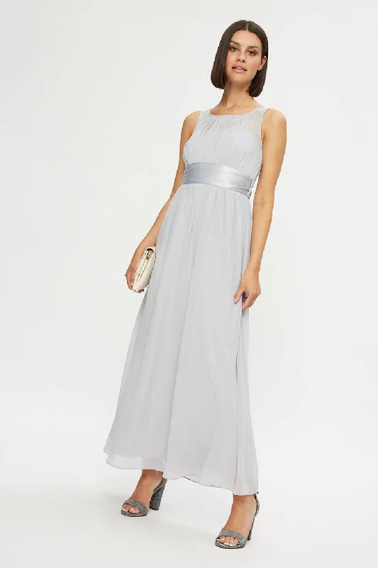Women's Sheer Back Maxi Dress-Grey Natalie  Maxi Dress