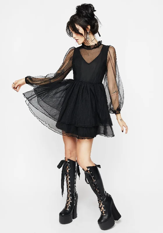 Women's Draped Mini Dress-Headhunter Frill Neck Mini Dress