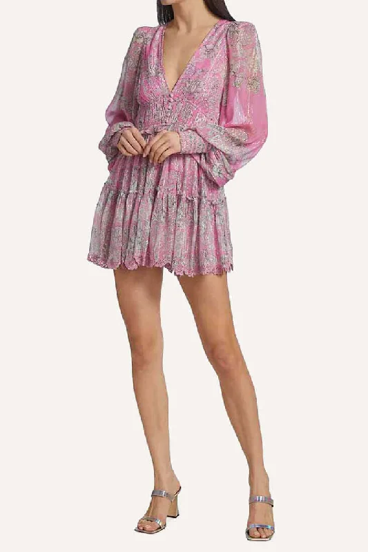 Button-back Shirt Dress-Sidra Short Dress in Pink
