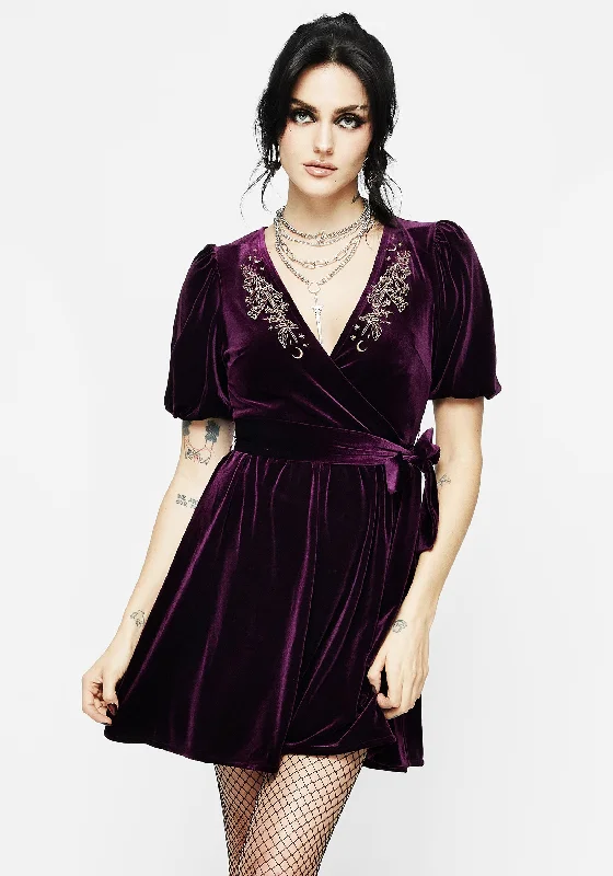 Wrap Dress for Romantic Getaway -Flowy Wrap Dress for Day Out -Hera Embroidered Mini Wrap Dress Wrap Dress for Romantic Getaway -Flowy Wrap Dress for Day Out -Hera Embroidered Mini Wrap Dress