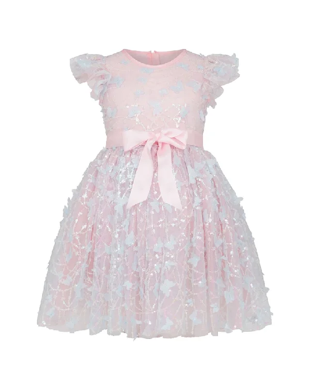 Satin Mini Party Dress for Special Occasion -Holly Hastie Butterfly Sequin Embroidered Tulle Party Dress