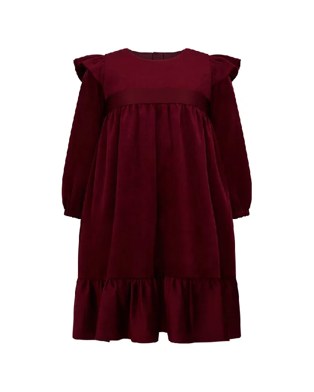 Deep Red Party Dress for Fall Event -HOLLY HASTIE Chloe Velvet Party Dress