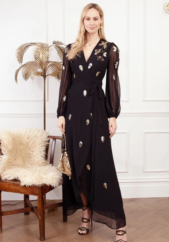 Green Satin Wrap Dress -Formal Wrap Dress -Hope & Ivy Melanie Embellished Wrap Dress, Black Green Satin Wrap Dress -Formal Wrap Dress -Hope & Ivy Melanie Embellished Wrap Dress, Black