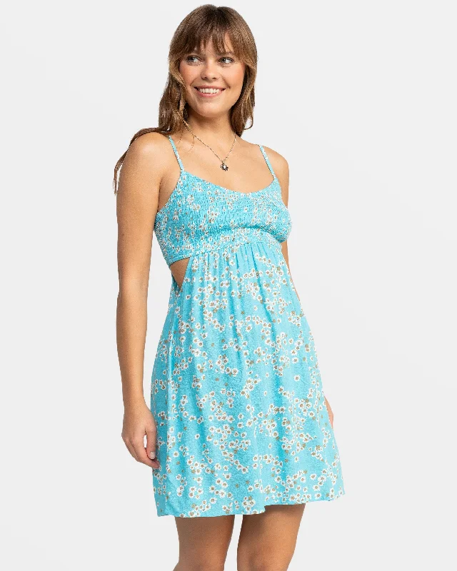 Women's Striped Bodycon Mini Dress-Hot Tropics Flowy Mini Dress - Maui Blue Margarita