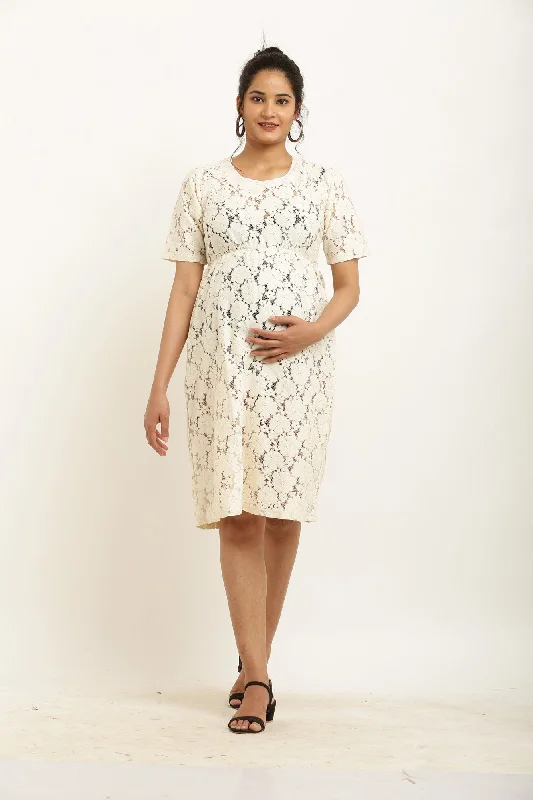 Maternity Dresses with Twist Front -Imposing Daisy Maternity Lace Dress