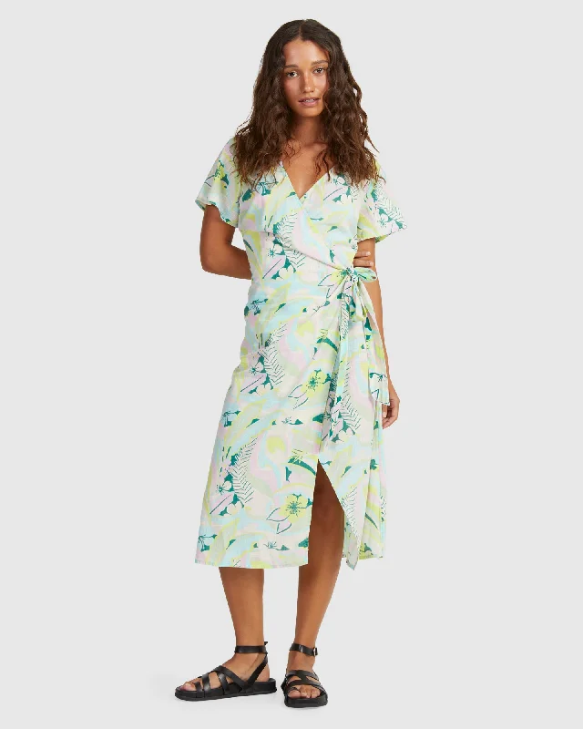 Classic Wrap Dress for Office Wear -Wrap Dress with Pockets -Womens Indigo Sand Wrap Ii Dress