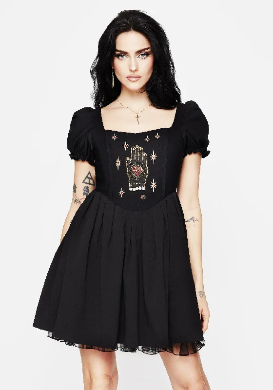 Women's Statement Mini Dress-Ingrid Embroidered Applique Corset Mini Dress