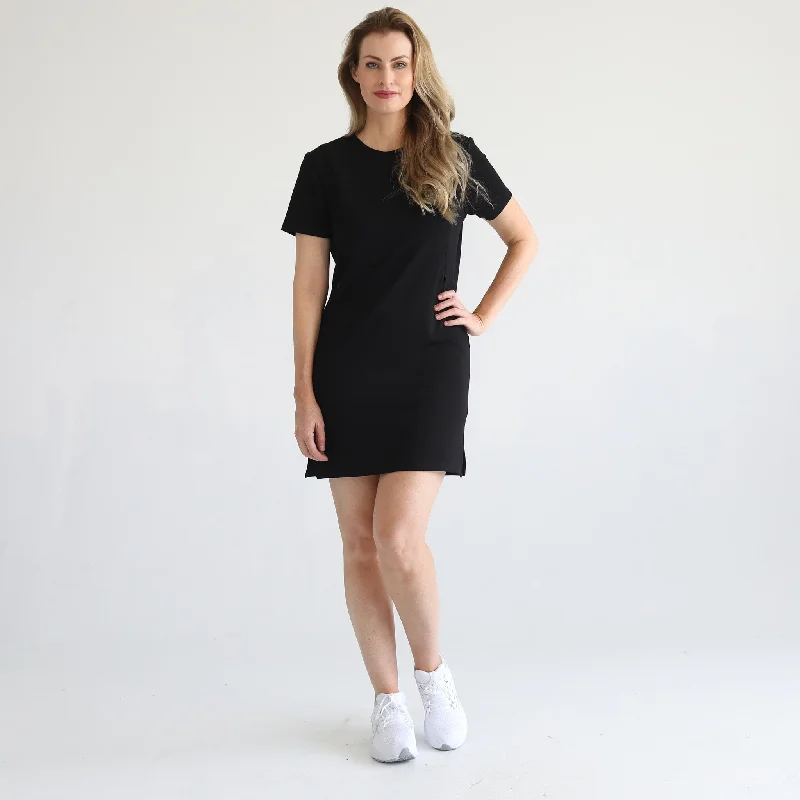 Designer Shirt Dress-Isla Nursing T-Shirt Dress (Noir)