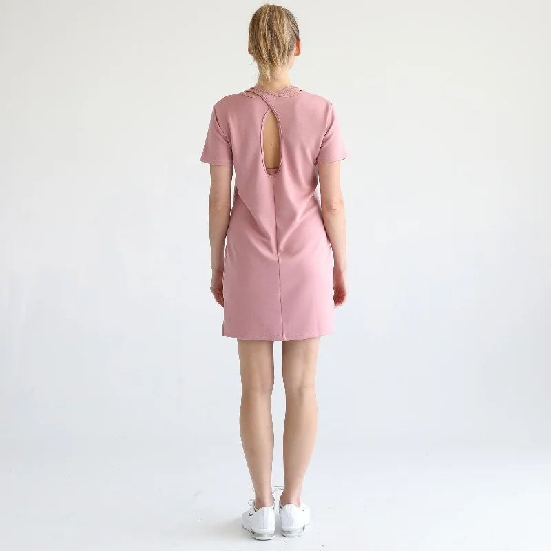 Summer Floral Shirt Dress-Isla Nursing T-Shirt Dress (Toasted Mauve)