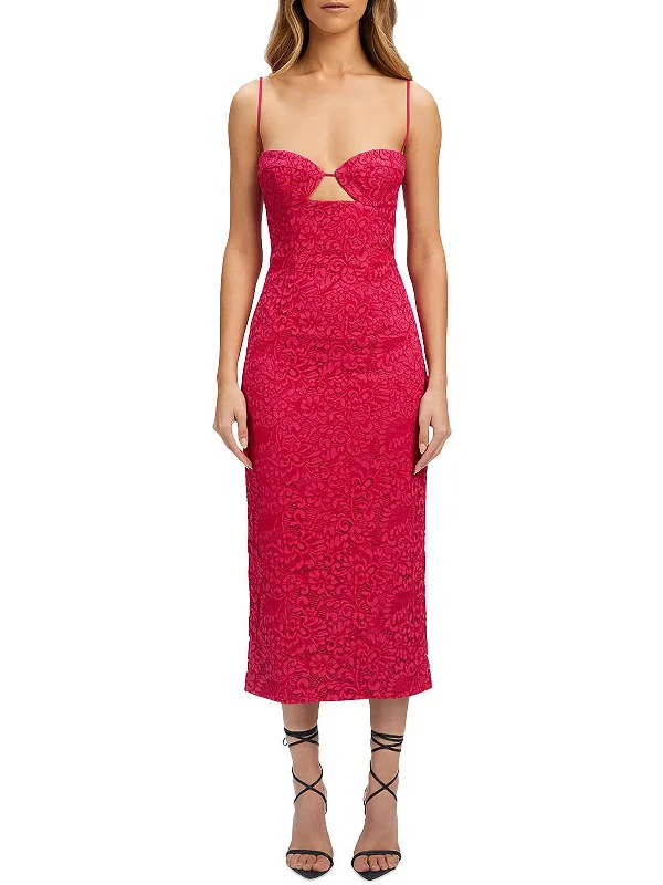 Ruched Party Dress for Flattering Fit -Ivanna Womens Lace Open Back Cocktail And Party Dress