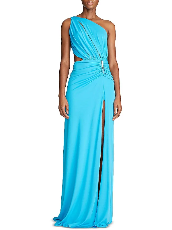 Chic Wrap Party Dress for Stylish Look -Ivanna Womens Ruched Cut-Out Evening Dress