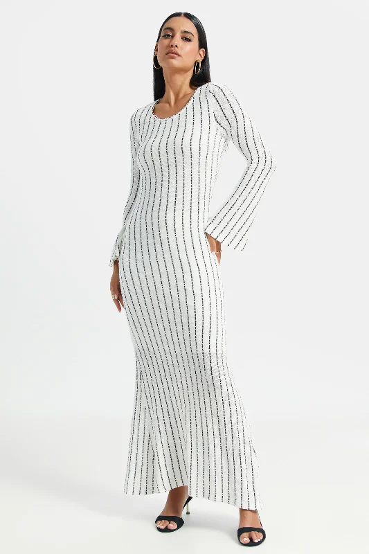 Women's Oversized Maxi Dress-Women Ivory Maxi Dress