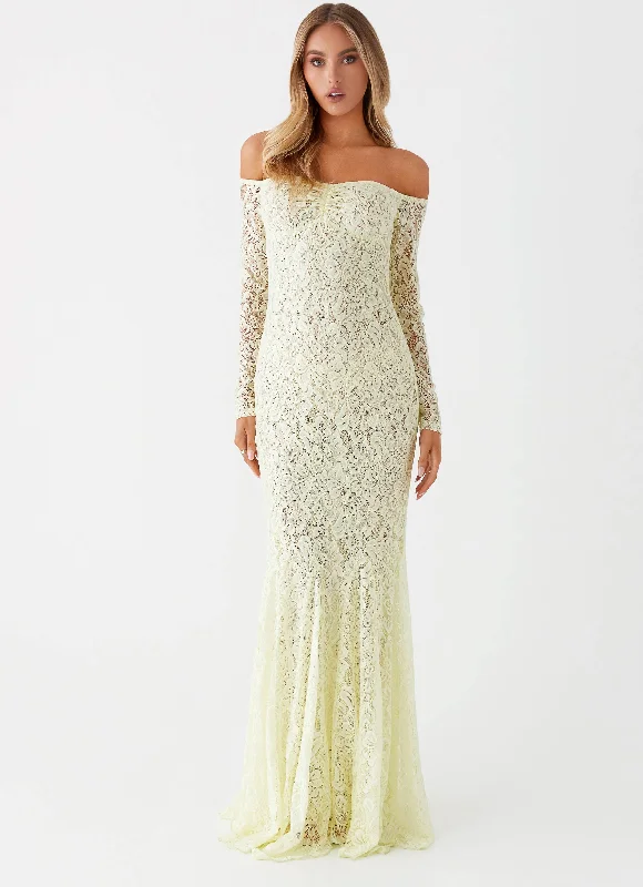 Women's Full-length A-line Maxi Dress-Ivy Lily Maxi Dress - Yellow