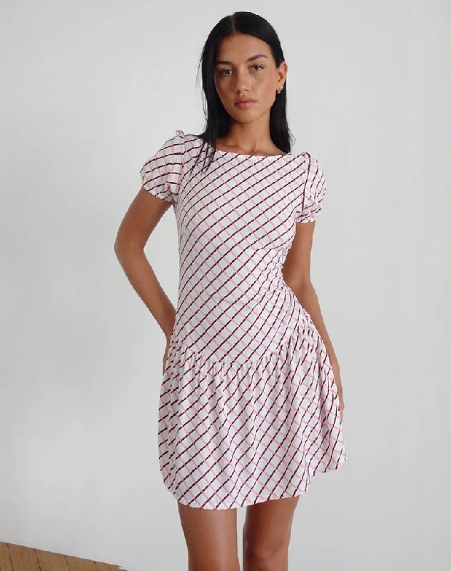Women's Slit Front Mini Dress-Jemima Mini Dress in Geometric Tile