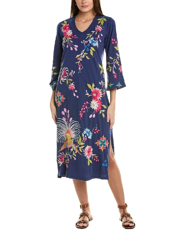Comfortable Summer Plaid Shirt Dress-Johnny Was Julie Kimono Sleeve T-Shirt Dress