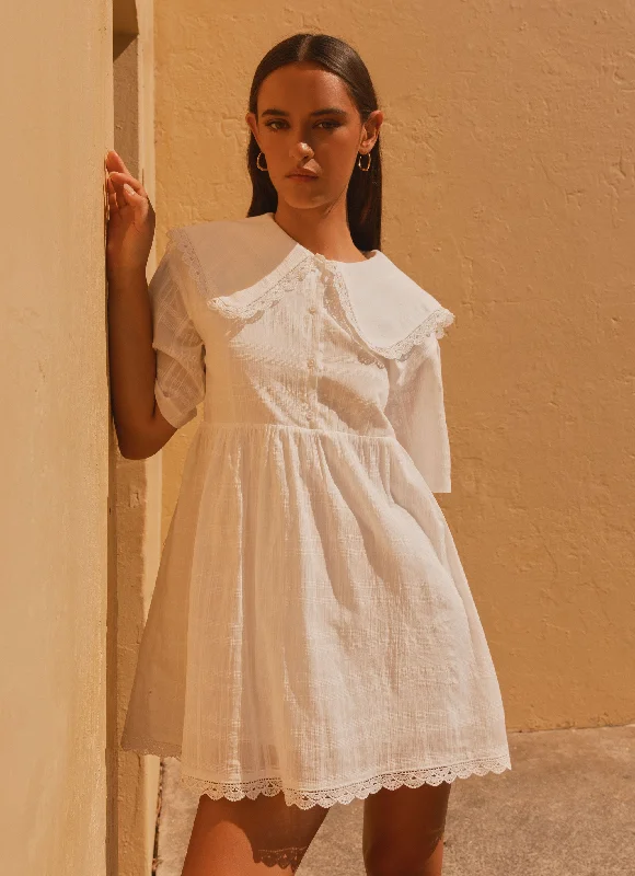 Women's V-back Mini Dress-Jojo Mini Dress - Ivory