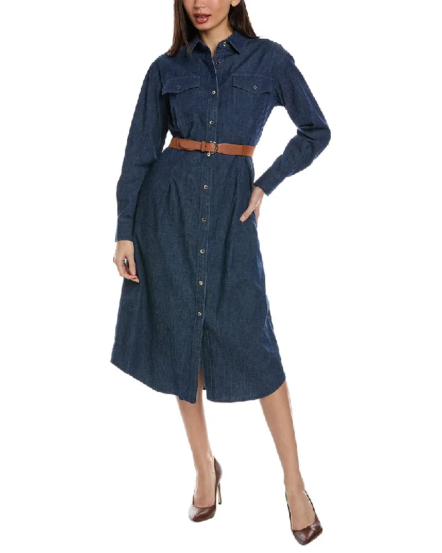 Simple Cotton Shirt Dress-Jones New York Belted Denim Shirtdress