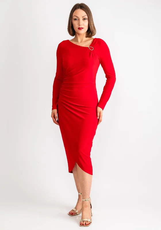 Sexy Bodycon Dress for New Year's Eve -Joseph Ribkoff Ruched Wrap Bodycon Dress, Lipstick Red Sexy Bodycon Dress for New Year's Eve -Joseph Ribkoff Ruched Wrap Bodycon Dress, Lipstick Red